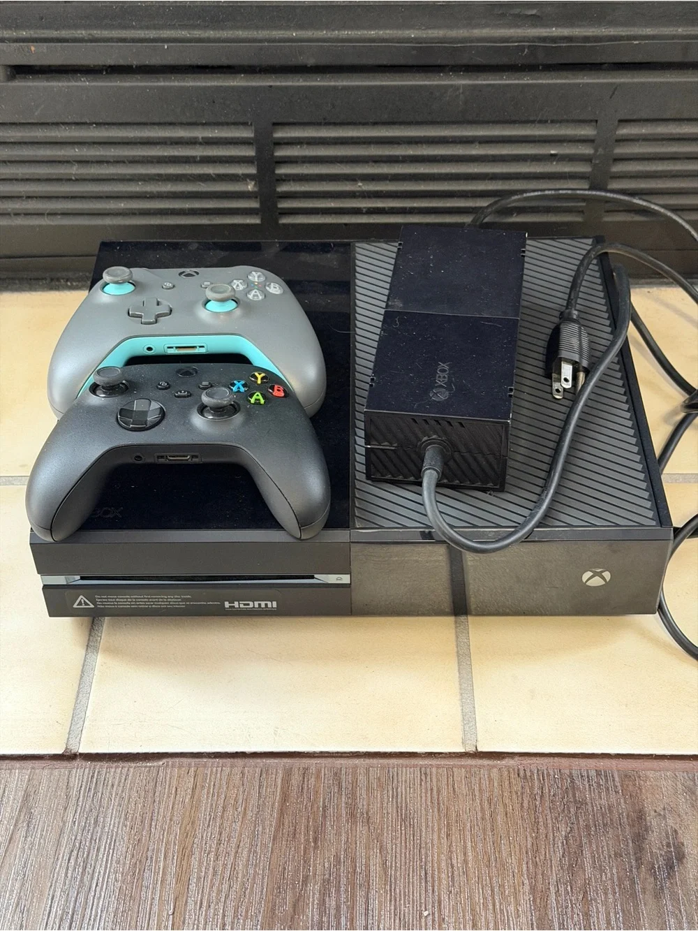 Xbox One Console Bundle with Two Gray and Teal Controllers